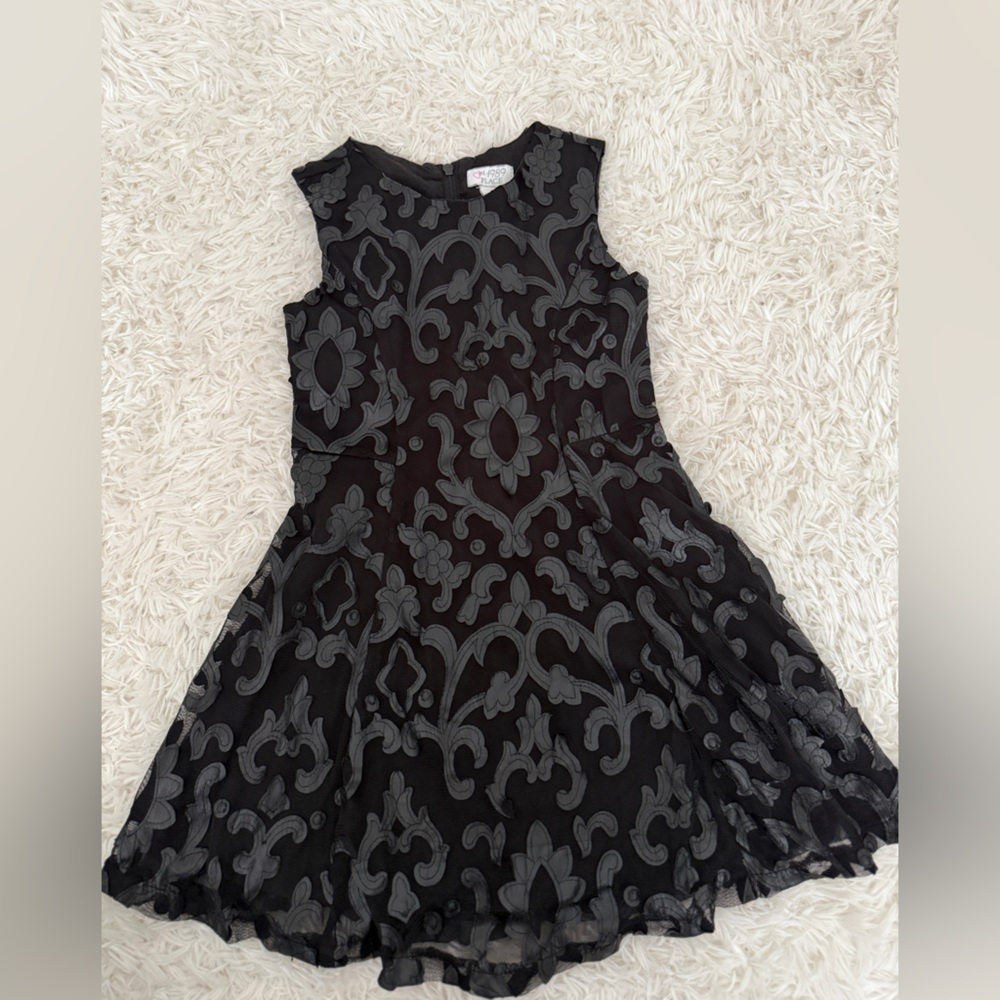 Girls Black Velvet Embroidered Party Dress | Size 5 | The Children’s Place